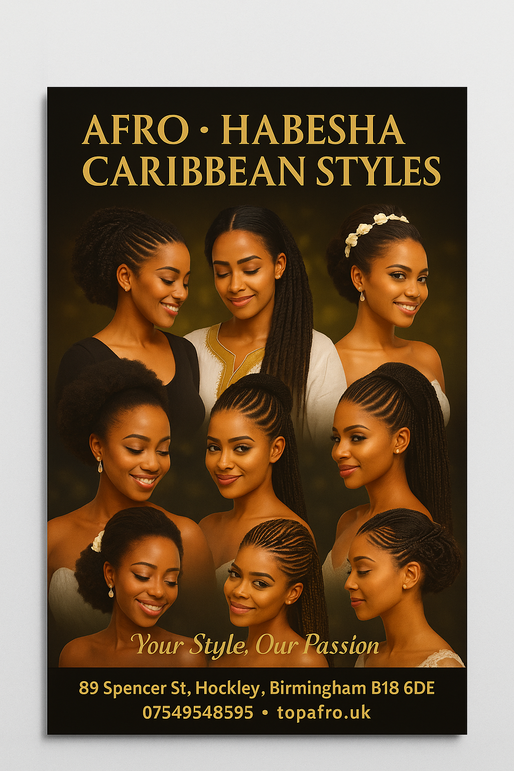 Afro, Habesha and Caribbean beauty styles collage
